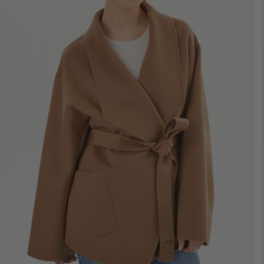 LAMARQUE Mekia Belted Double-Face Wool Oversized Wrap Coat - Picture 2 of 16